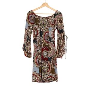 JJ Boutique Elegant Multicolor Patterned Knit Dress Size Medium